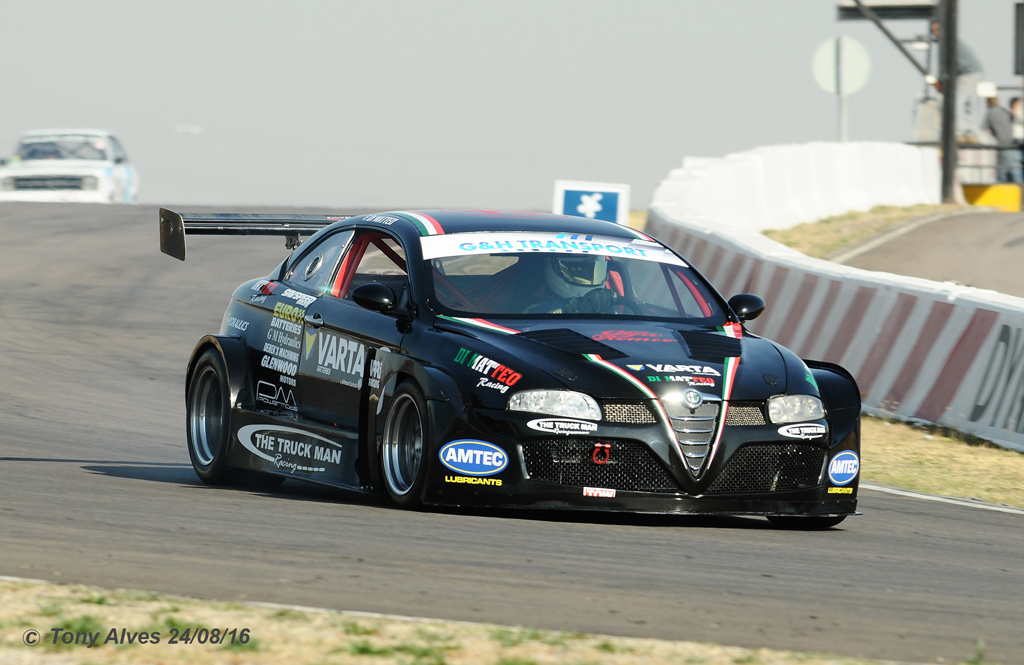 The six-cylinder, 3,7-litre, twin turbocharged Varta batteries Alfa Romeo GT of Franco di Matteo, that will make its debut in Saturday’s G&H Extreme Supercar races at Zwartkops