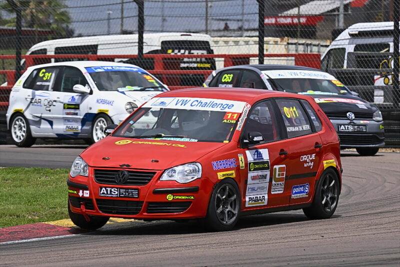 Adriaan de Beer (Ukwazi Engineering Polo) won Class C in both Ate VW Challenge races, to clinch the category’s overall 2025 title. Photograph: Dave Ledbitter