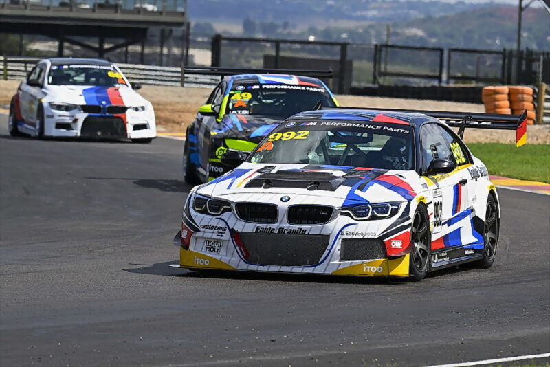 The BMW///M Performance Parts Turbo Cup races both went to Anton Pommersheim (Eagle Granite BMW E46 M3). Photograph: Dave Ledbitter