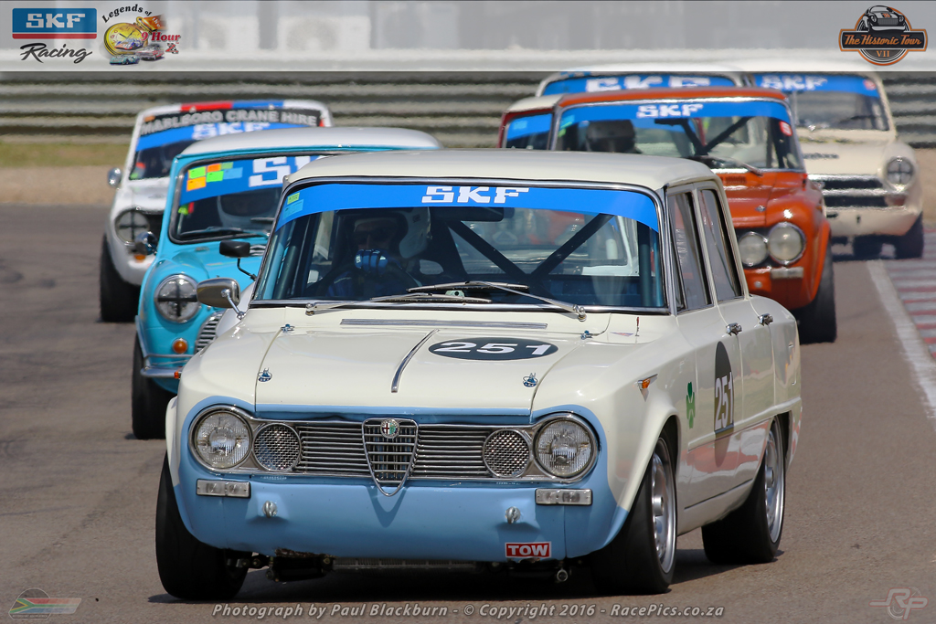 Roger Houston (CTR Alfa Romeo Giulia) could spray champagne after the races for Under Two-Litre SKF Pre-66 Legend Saloon Cars